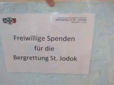 Voluntary donations for the St Jodok Mountain Rescue